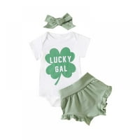 Baby Girl Lucky Gal St. Patrick's Day Outfit Ruffle Bodysuit torta Smash Hratke za glavu Četverosobno