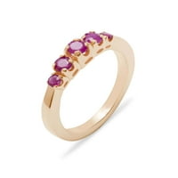 Britanska napravljena klasična čvrsta 14k ružičasto zlato prirodno rubin ženski prsten opcije - veličine opcije - veličine 5.25