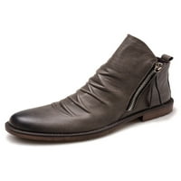 Welliumiy muški čizme okruglih nožnih kožnih cipela sa cipelama sa cipelama za čizme za čizme Work Bootie