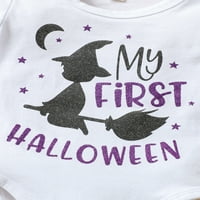 Thefound Baby Girls Moj 1. Halloween Outfit s dugih rukava Pumpkin Print Romper + Tulle suknja + grijači