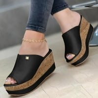 IOPQO ženske sandale dame cipele ljetne sandale modne čvrste boje klinasto platform rimske cipele sandale Ženske cipele modna čvrsta crna 39