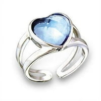 Alamode 411813- rodijum mesingani prsten sa gornjim klasom kristalnim, plavim plavom - veličina 10