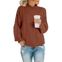 Ženski dugi rukav Curtleneck Cosy pleteni džemper od pune boje Casual Loove pulover Jumper Tops Lagana