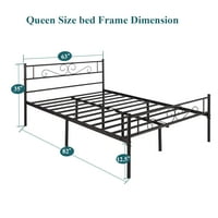 3-komadni set za spavaće sobe, metalni okvir za platformu sa staklenim gornjim noćnim ormarićom, kraljica