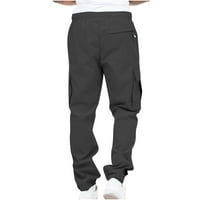 Muška modna casual pune boje elastične pojasene džepne kombinezone crna xxxl