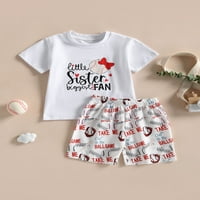 SprifallBaby Toddler Djevojke Ljeto odijelo Ležerne prilike za bejzbol Ispis Majica kratkih rukava i