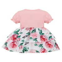 Paille Girls Puff Mahunce kratki rukav A-line sandress harozne haljine za plažu cvjetne print Boho haljine