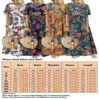 Haite Dame Kaftan Crew Crt Sandress Modni kratki rukav Maxi haljine Travel A-line cvjetni ispis duga