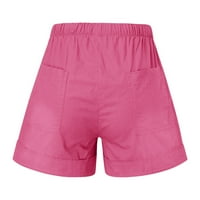 Hlače žene, žene udobne crteže povremene elastične struice džepne hlače hlače vruće ružičaste s