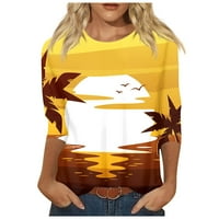 Ženske majice za lakat Crew Crt Hoens Tops Dressy Casual Spring Beach Boho Košulje za žene Plus size