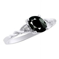 Diamond & ony prsten set u Sterling Silver Solitaire