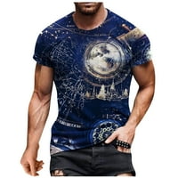 Penski muški ljetni casual 3D tiskani kratki rukav na vrhu majice za bluze za bluze s majicom XL Mornarice
