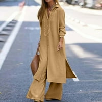 Qolati Outfit za žene dugih rukava s dugim rukavima dolje bluza vrhunske hlače za noge TrackSit casual