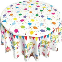 Sretan rođendanski ukrasi, šarene torte i balone Rođendan okrugli stolnjak vodootporni otporni izdržljivi