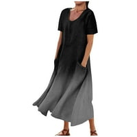 Gaiseeis žensko ljetno casual okruglog vrata kratkih rukava gradijentna haljina s džepovima siva l