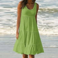 AMLBB haljine za žene plus veličine ljetne haljine casual haljine pune boje bez rukava okrugla vrata haljina za odmor haljina za plažu na klirensu