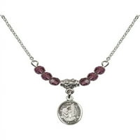 Rodijumska ogrlica s ljubičastom februarskom rodnom mjesecu kamene perle i sveti elizabete šarma za