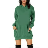 Riforla modna ženska haljina s kapuljačom dugih rukava džepovi kratka dukseva haljina ženske dukseve i dukseve zelene s