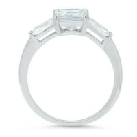 1. CT Brilliant Squaret Smaragd Clear Simulirani dijamant 18k bijeli zlato Tromjenski prsten SZ 9,75