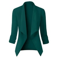 Njshnmn ženski jeseni ležerni bluženi uredski rad Radni jakne s dugim rukavima Blazer, zeleni, xl