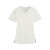 Ženske vrhove kratkih rukava od pune bluze Casual Women T-majice Crew vrat ljetni bijeli 4xl