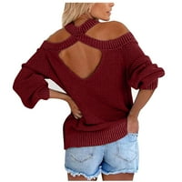SIMPLMASYGENI Clearence trendi džemperi dugih rukava za žene plus veličine Ženski džemper od ramena