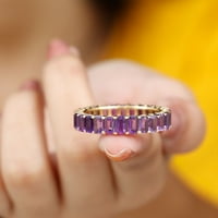 4. CT Ormar Oblik Amethyst vječni prsten u okruženju za žene, 14k žuto zlato, SAD 11.00