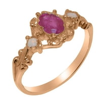 Britanci napravili 14k ružičarski zlatni prirodni rubin i Opal ženski zaručni prsten - veličine opcija