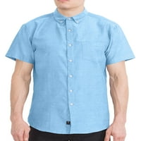 Visive muške košulje velike i visoke haljine - Oxford Dugme s kratkim rukavima - Moderna fit - prozračni