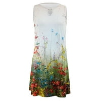 Yanhoo Womins Ljeto V izrez Boho haljina cvjetni print ruffle s kratkim rukavima Tvrsta ležerna haljina