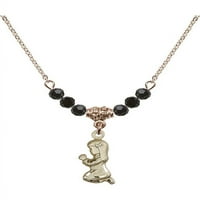 Ogrlica sa pozlaćenom zlatom Hamilton sa mlaznim mjesecom kamene perle i molitvu djevojčicu šarm