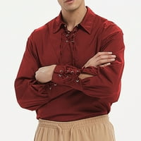 Muška košulja Giligiliso retro remena dugih rukava na dugih rukava Ležerna majica za odmor Bazeni kaput