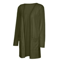SKSLOEEG tiskani džemperi za žene Jesen otvoreni prednji kardigan sa džepovima Casualte zeleni čvrst