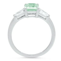 2. CT Sjajni smaragdni rez simulirani zeleni dijamant 14k bijeli zlato tromjenski prsten s 0,25