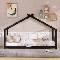 Krevet od dvostruke veličine sa krovom, krevetni okvir od punog drveta sa uzglavljem letvica, platforma