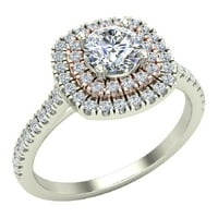 0. CT TW jastuk Halo Diamond Angažman prsten za ružino zlato Istaknite 14k bijelo zlato