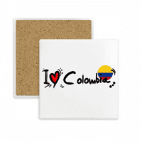 Love Colombia Word Flag ljubav Heart Ilustracija Kvadratne koprive Cup MAT MAT krilica podložni Držač