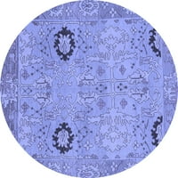 Ahgly Company u zatvorenom okruglom orijentalnom plavom tradicionalnom području prostirke, 6 'krug
