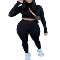 Lilylll Womens Sport Workout Yoga Fitness Active odjeća Crop Top + hlače set trenerka