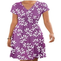 Ljeto Ljeto na plaži sandress v izrez Mini haljina cvjetna tiskana majica haljine dame comfy casual