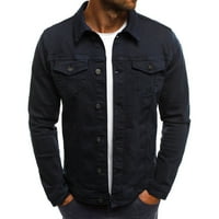 IOPQO Muška majica Muška jesenski zimski gumb Čvrsta boja Vintage traper jakna vrhova bluza Coatsummer