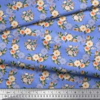 Soimoi plava pamučna patka Tkanina begonija i božurno cvjetno tiskovina tkanina široko dvorište