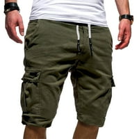 Teretne kratke hlače za muškarce labave fit solidne korijene u boji elastične struke s više džepova