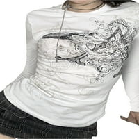 Ženski vintage vrhovi tiska s kratkim rukavima Slim Fit estetske majice Gothic Basic Tee Y2K estetski
