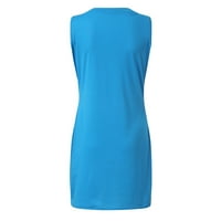 PEDORT Ljetne haljine Ležerne elemente Ženska plus veličina slatka vrata Flowy Haljina Plava, XL