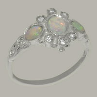 Britanci napravio je 9k bijeli zlatni prirodni prsten za uključivanje i dijamantne žene - Opcije veličine