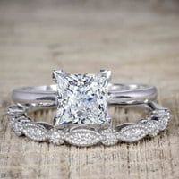 1. Carat Princess Cut Moissine Diamond Trio za mladenkin prsten u 10k bijelo zlato, Obećaj prsten, obljetni