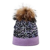 CPTFADH WOGE TOPT Pleteni šešir obojeni lopta na šeširu za zaštitu uha zimi zimi