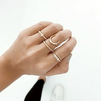 Prstenovi za žene Žene Bohemian Vintage Silver Stack Grins Gornji gornji zglobni prstenovi Postavite