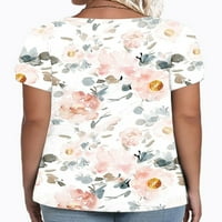 Luxplum Women Ljeto T majice Cvjetna tiskana majica plus veličine TOP CALESS BluZA plaža Tee Pink 4xl
